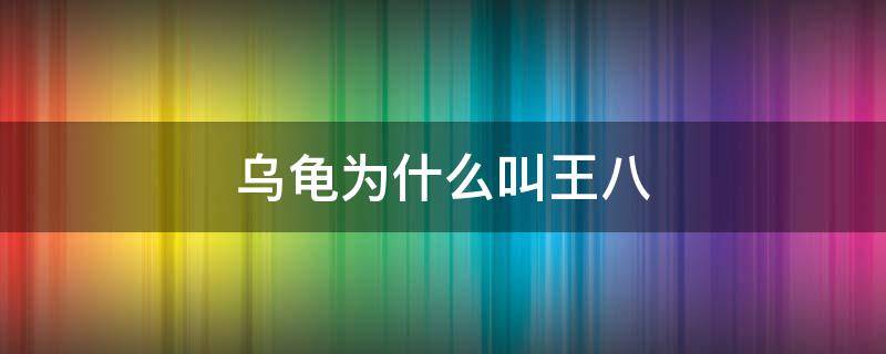 乌龟为什么叫王八 乌龟为什么叫王八秒懂百科