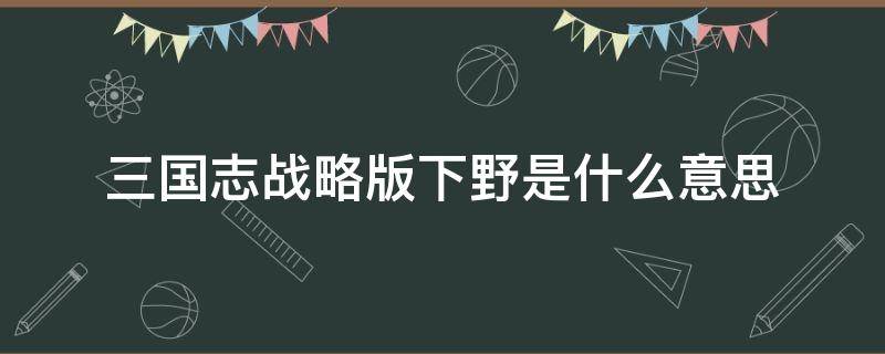 三国志战略版下野是什么意思（三国志策略版下野是什么意思）