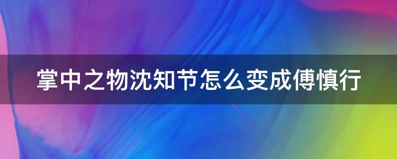 掌中之物沈知节怎么变成傅慎行 掌中之物沈知节是怎么活下来的