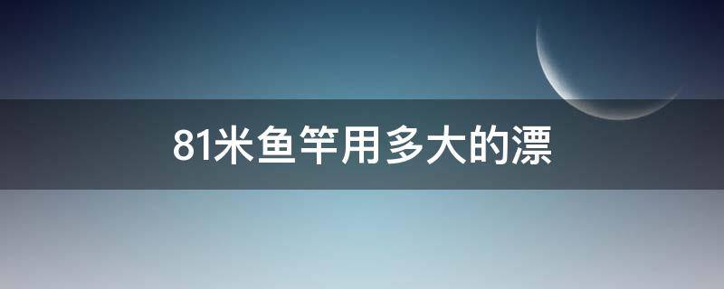 8.1米鱼竿用多大的漂（8.1米的鱼竿用多大的鱼漂）