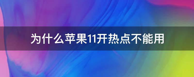 为什么苹果11开热点不能用（苹果11怎么开热点不能用）