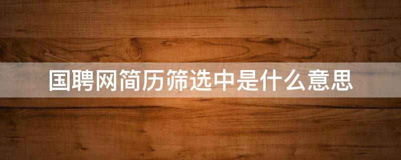 国聘网简历筛选中是什么意思（国聘网筛选通过是什么意思）