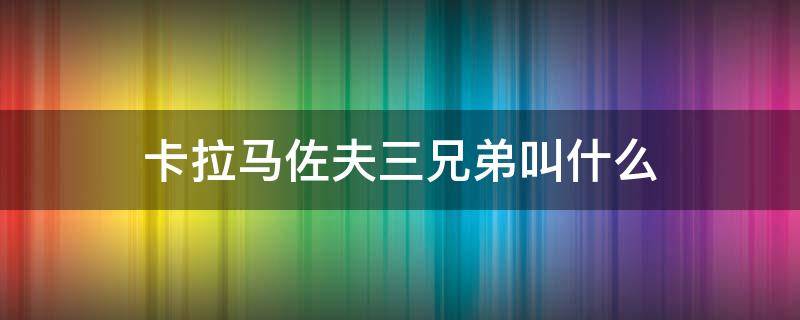 卡拉马佐夫三兄弟叫什么 卡拉马佐夫三兄弟叫什么名字