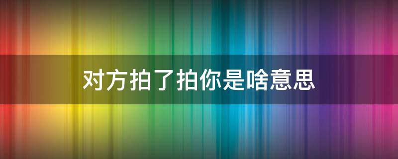 对方拍了拍你是啥意思（我拍了拍他是什么意思）