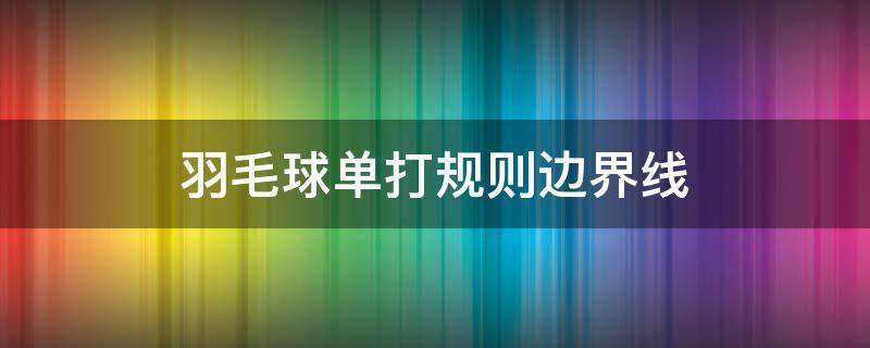 羽毛球单打规则边界线 羽毛球单打规则边界线图实例