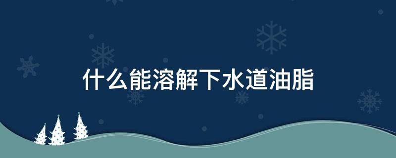 什么能溶解下水道油脂 下水道不渗水什么能溶解下水道油脂