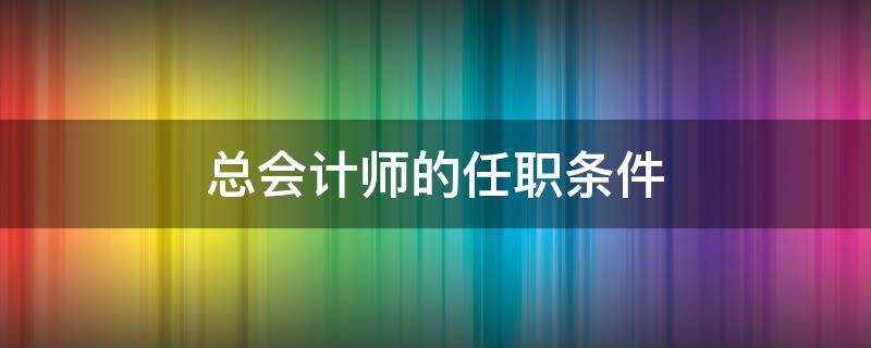 总会计师的任职条件 总会计师的任职条件有哪些