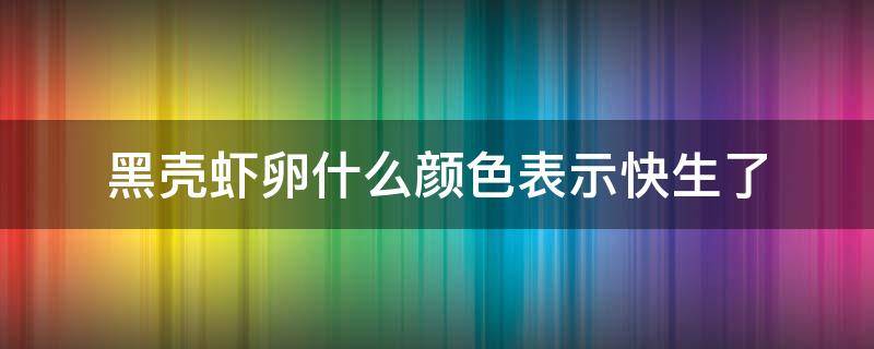 黑壳虾卵什么颜色表示快生了（黑壳虾是卵生吗）