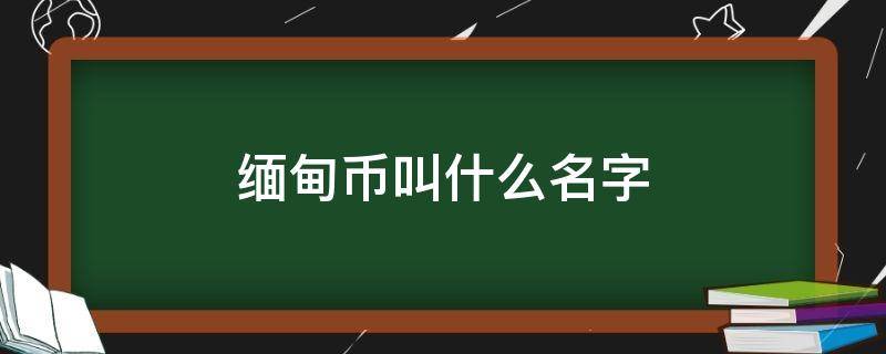 缅甸币叫什么名字（缅甸的货币叫什么）