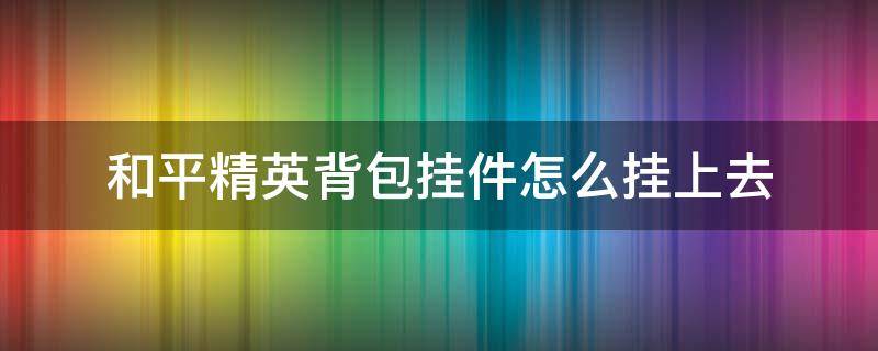 和平精英背包挂件怎么挂上去（和平精英怎么装背包挂件）