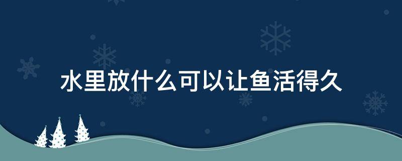 水里放什么可以让鱼活得久 水里放什么能让鱼延长生命