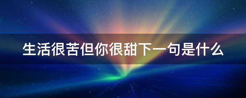 生活很苦但你很甜下一句是什么 生活很苦但你很甜下一句是什么意思