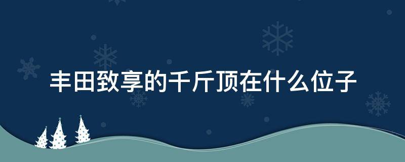 丰田致享的千斤顶在什么位子（丰田致享车千斤顶怎么取出来）