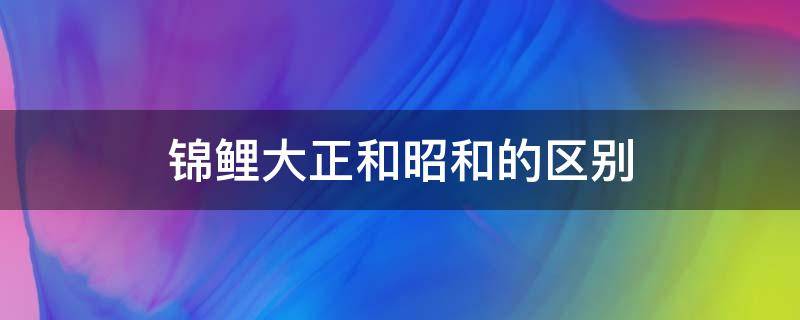 锦鲤大正和昭和的区别 昭和锦鲤什么样