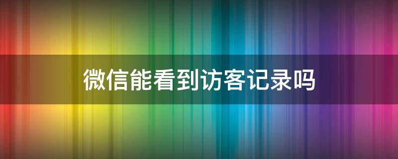 微信能看到访客记录吗（苹果手机微信能看到访客记录吗）