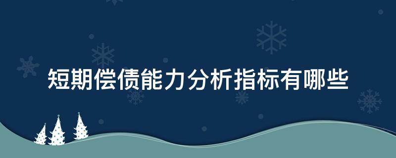 短期偿债能力分析指标有哪些 短期偿债能力的分析指标有哪些