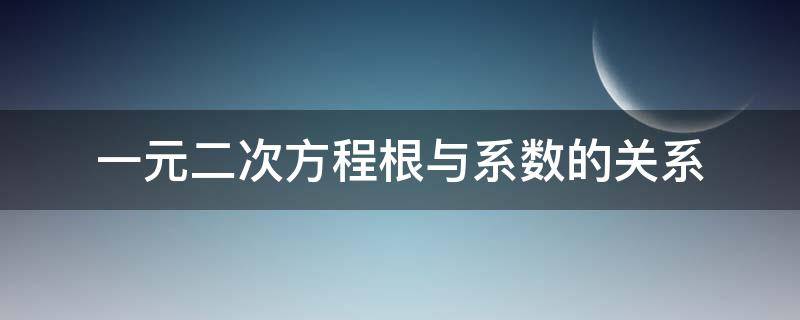 一元二次方程根与系数的关系 一元二次方程根与系数的关系又叫什么