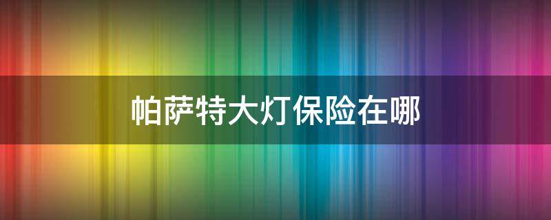 帕萨特大灯保险在哪 帕萨特门灯保险在哪