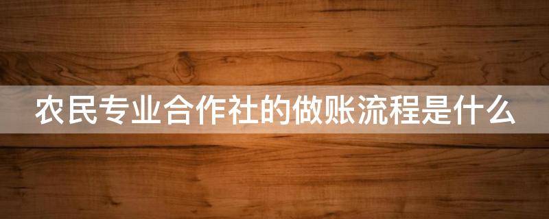 农民专业合作社的做账流程是什么（农民专业合作社账务实操）