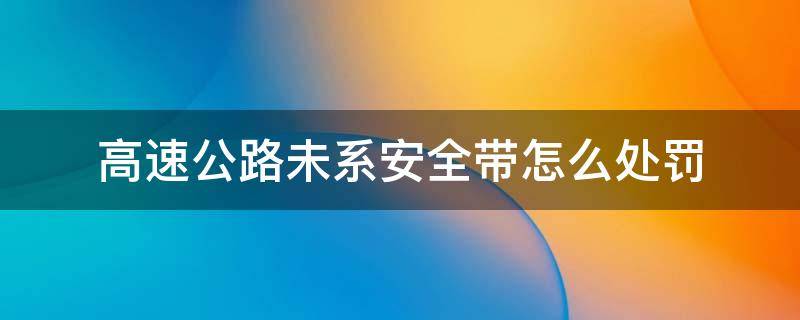 高速公路未系安全带怎么处罚 高速未系安全带会受到什么处罚公路