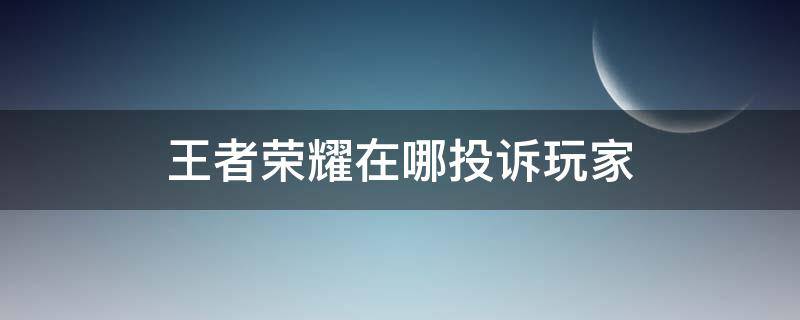 王者荣耀在哪投诉玩家（王者荣耀投诉玩家怎么投?）