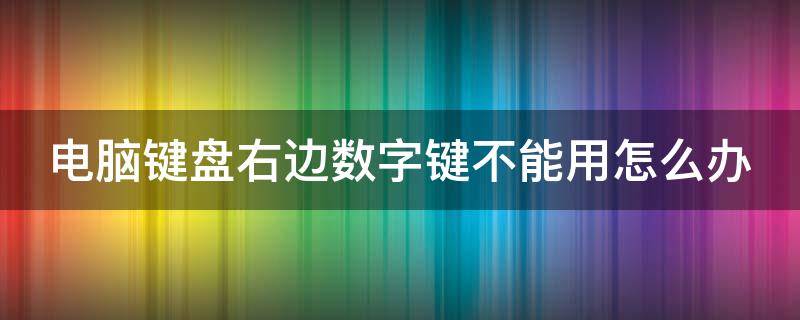 电脑键盘右边数字键不能用怎么办（电脑键盘右边数字键不能用怎么办Numlock灯亮着的）