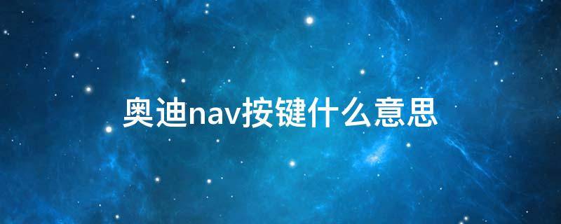 奥迪nav按键什么意思（奥迪nav怎么用）