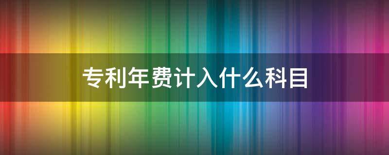 专利年费计入什么科目（发明专利年费计入什么科目）