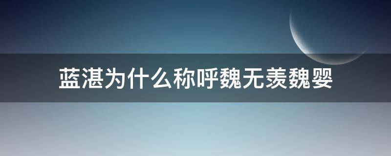 蓝湛为什么称呼魏无羡魏婴（魏无羡是怎么叫蓝湛）