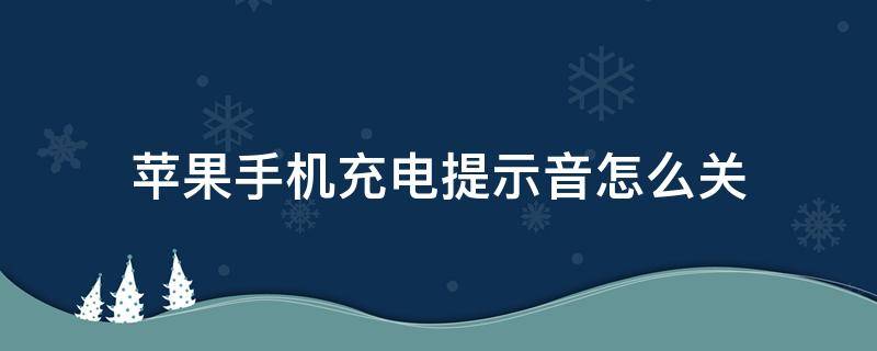 苹果手机充电提示音怎么关（苹果手机充电提示音怎么关闭通知）