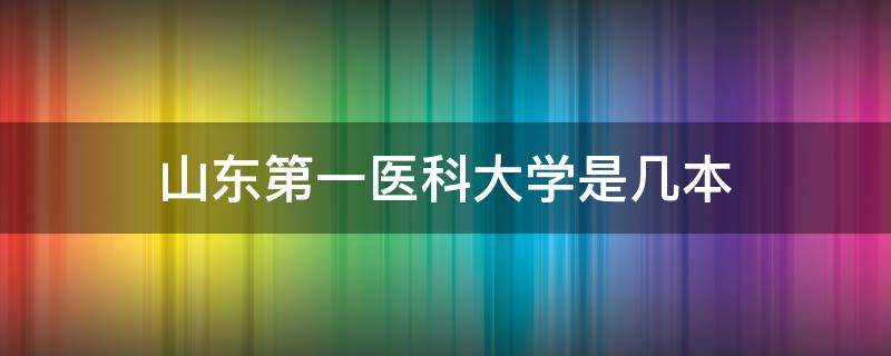 山东第一医科大学是几本 山东第一医科大学是几本?