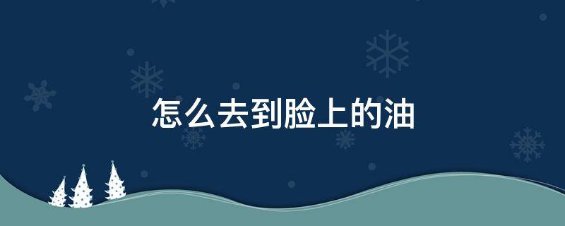 怎么去到脸上的油 去脸上的油有啥怎么办法