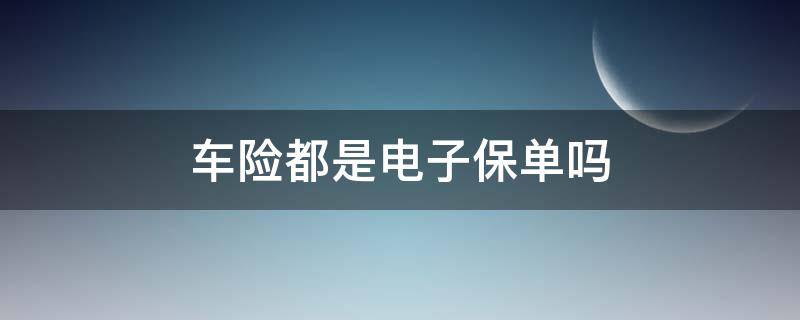 车险都是电子保单吗（车险是不是都是电子保单）