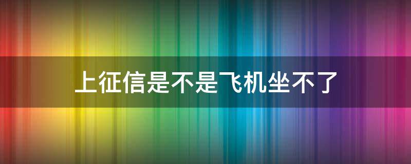 上征信是不是飞机坐不了 上征信是不是不能坐飞机