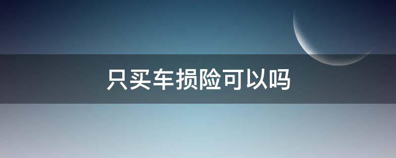 只买车损险可以吗 买车险可以不买车损险吗