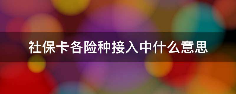 社保卡各险种接入中什么意思 社保卡接入中是什么意思