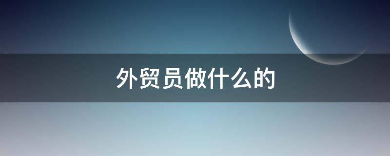 外贸员做什么的（外贸员是什么）