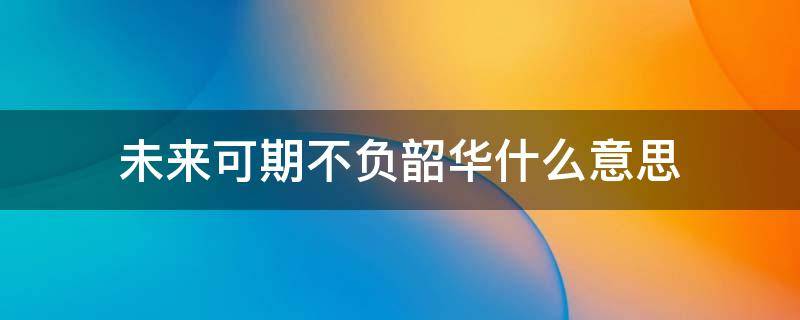 未来可期不负韶华什么意思 未来可期,不负韶华的意思