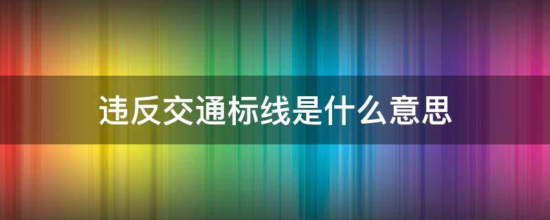 违反交通标线是什么意思（违反交通指示标线是什么意思）