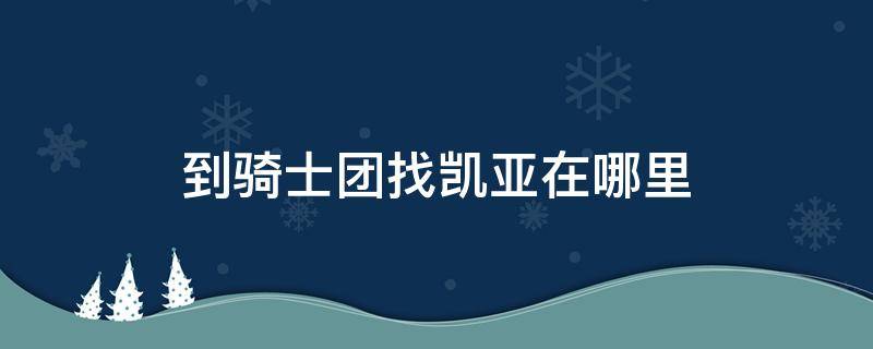 到骑士团找凯亚在哪里 破解谜题(到骑士团找凯亚可获得提示