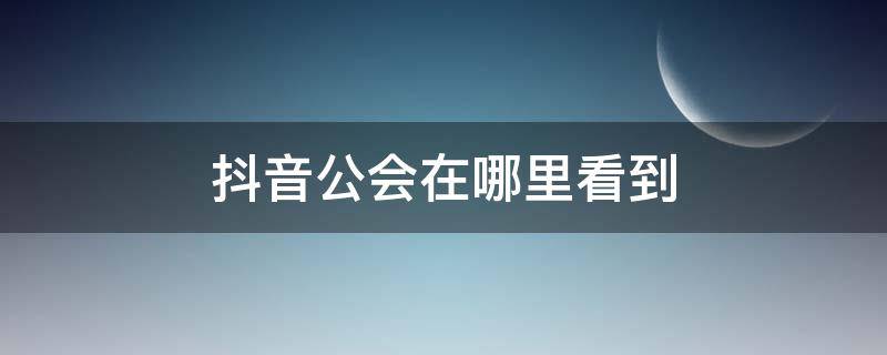 抖音公会在哪里看到 抖音里面的公会在哪里看