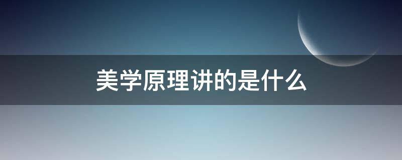 美学原理讲的是什么（美学原理讲的是啥）