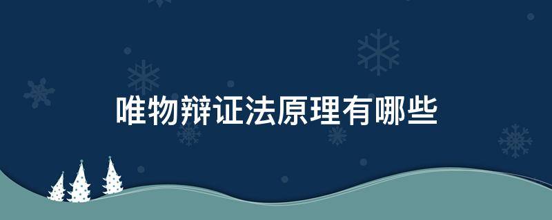 唯物辩证法原理有哪些（唯物辩证法的原理有哪些）