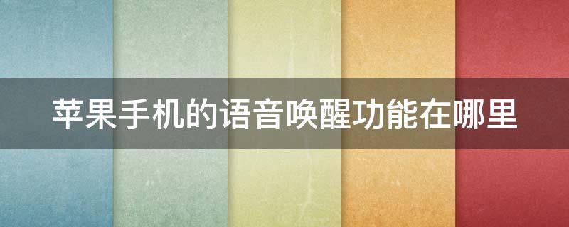 苹果手机的语音唤醒功能在哪里（苹果手机的语音唤醒功能在哪里打开）