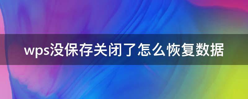 wps没保存关闭了怎么恢复数据 手机wps没保存关闭了怎么恢复数据