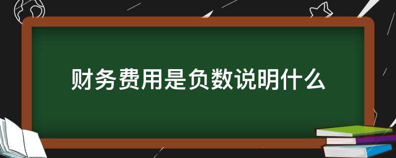 财务费用是负数说明什么（财务费用为负数说明什么）