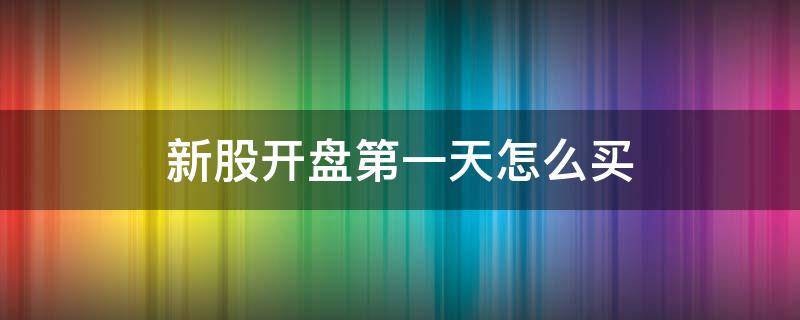 新股开盘第一天怎么买 新股票开盘第一天怎么买进