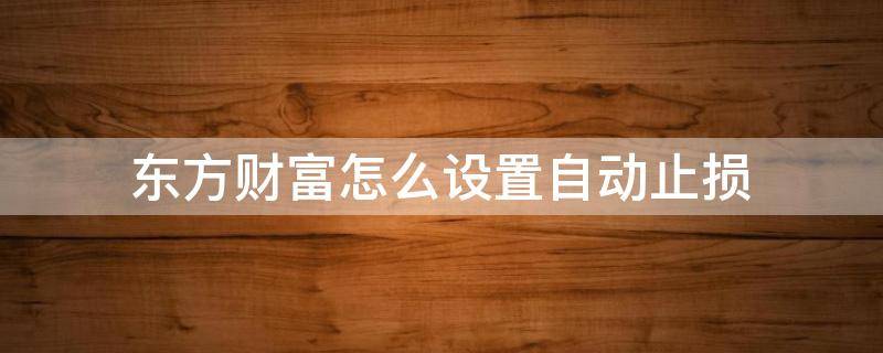 东方财富怎么设置自动止损 东方证券怎么设置自动止损