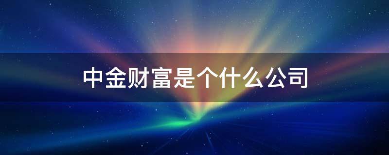 中金财富是个什么公司 中金财富是什么性质的公司
