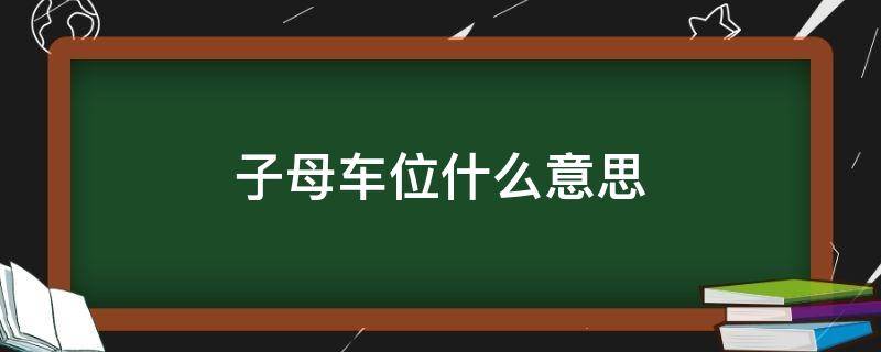 子母车位什么意思 子母车位什么意思如何收物业管理梦